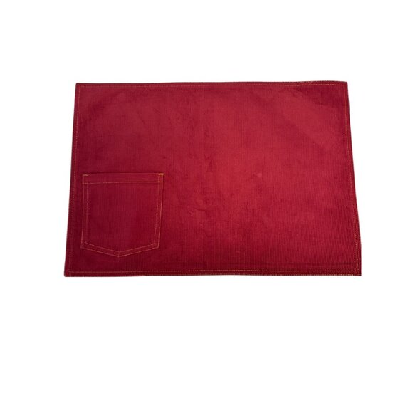 Red Corduroy Placemats Set Of 4 With Pocket - Picture 3 of 5